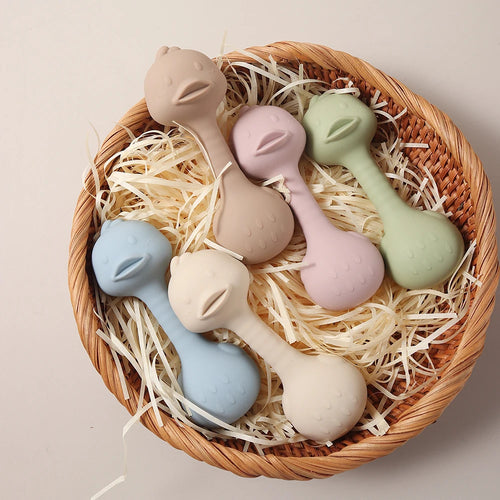 Bunny Dumbbell Silicone Rattle Teether