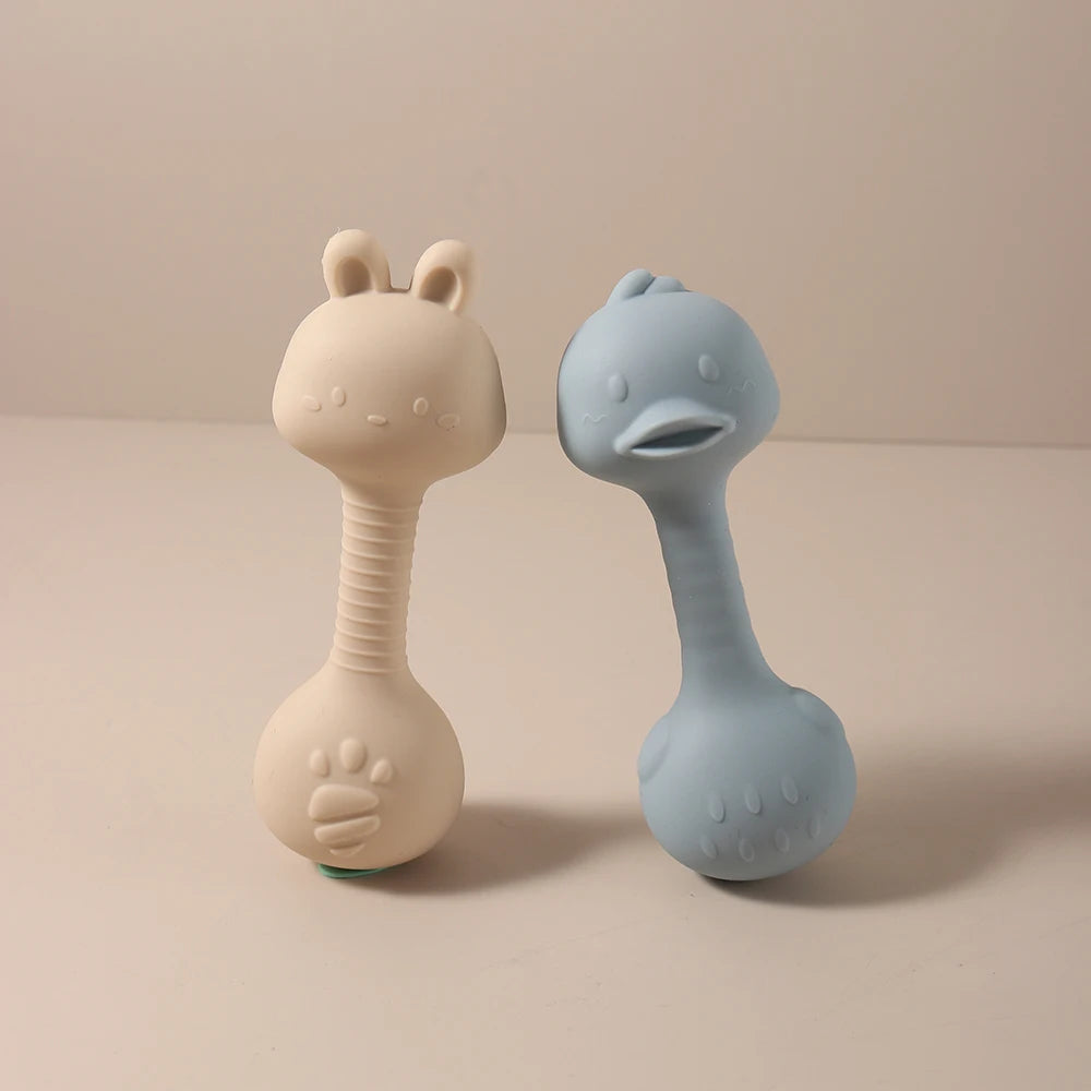Bunny Dumbbell Silicone Rattle Teether